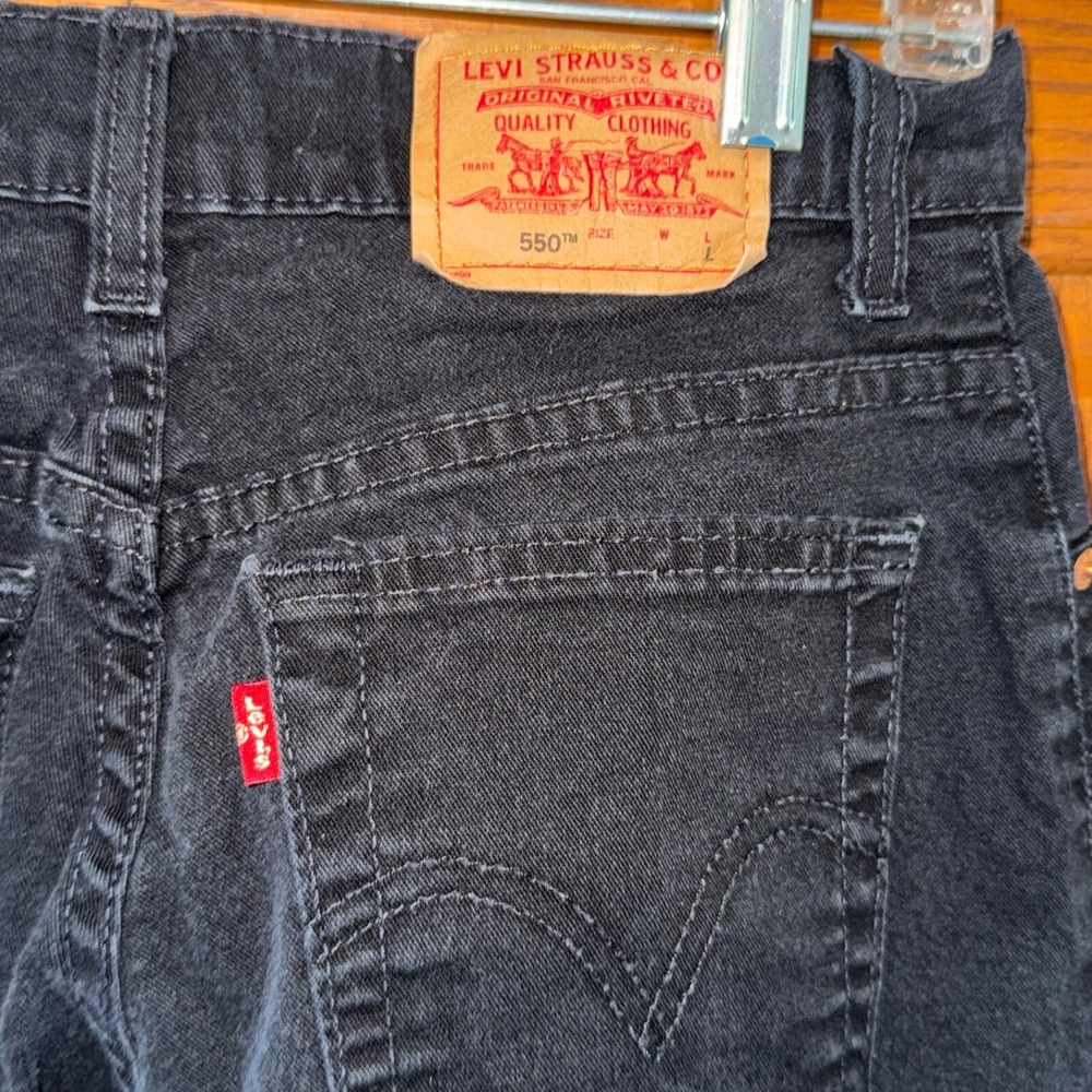 VTG 90s Levis 550 Jeans Denim Black Relaxed women 6 L casual cool model off duty